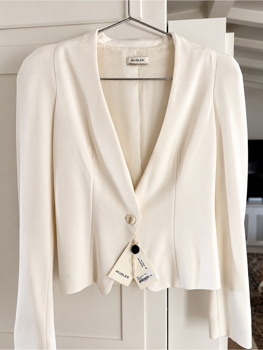 NWT Thierry Mugler Titane V01 600 Sculpted Shoulder Blazer FR 38